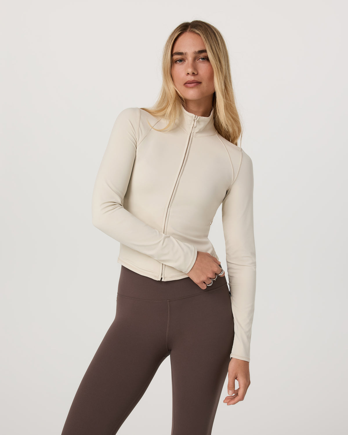Women Vuori Vuori AllTheFeels™ Full Zip Women's Bone Fitness Jacket