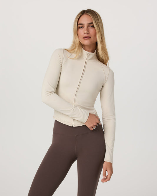 Women Vuori Vuori AllTheFeels™ Full Zip Women's Bone Fitness Jacket