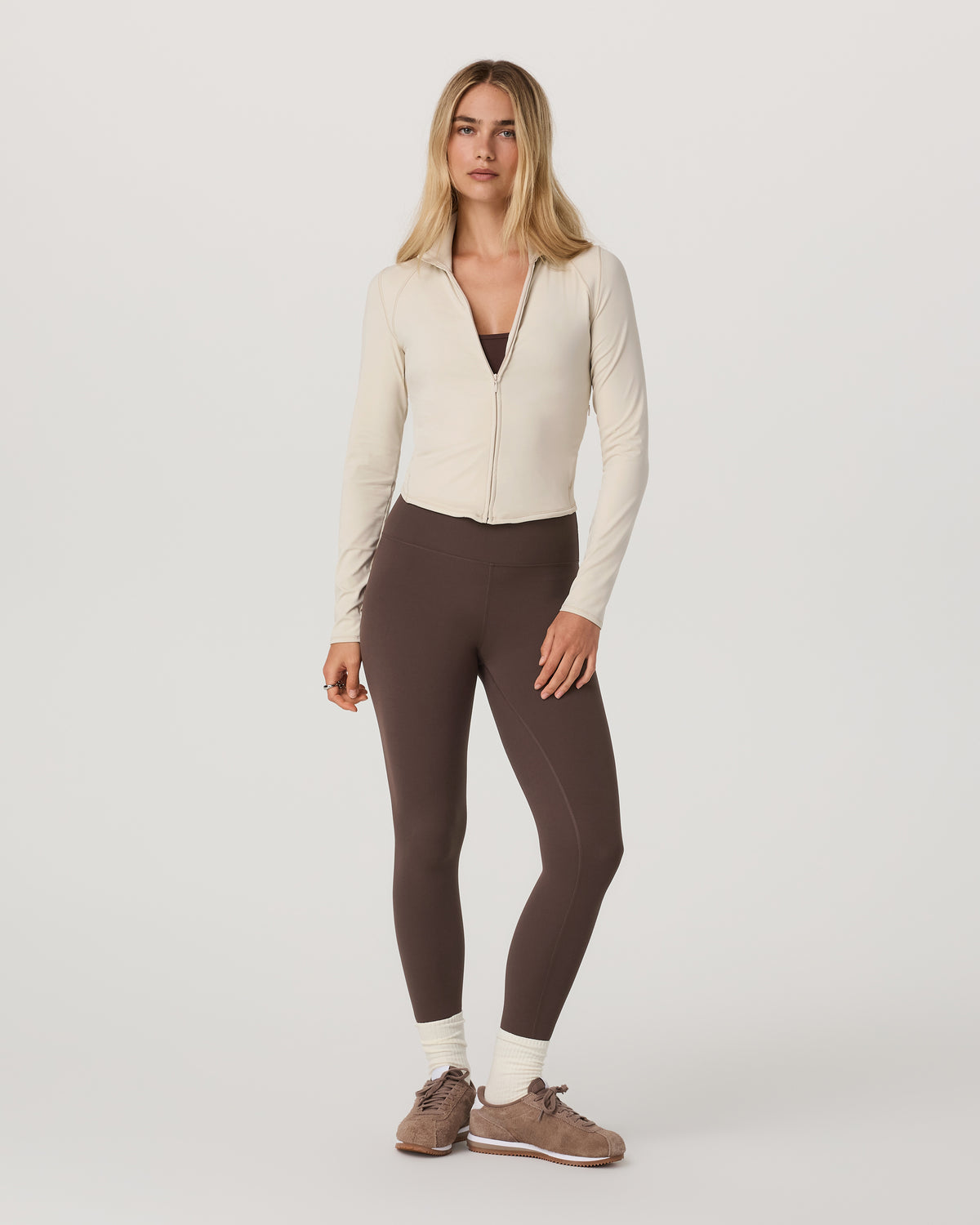Women Vuori Vuori AllTheFeels™ Full Zip Women's Bone Fitness Jacket