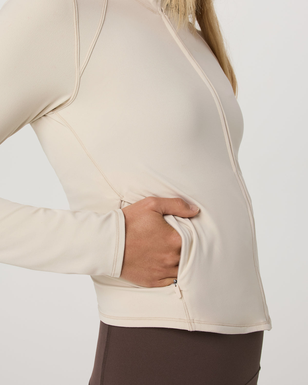Women Vuori Vuori AllTheFeels™ Full Zip Women's Bone Fitness Jacket
