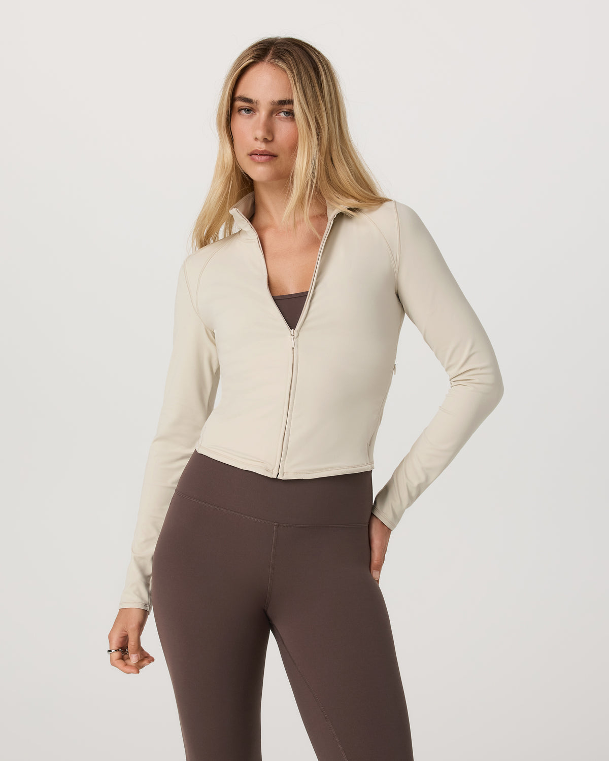 Women Vuori Vuori AllTheFeels™ Full Zip Women's Bone Fitness Jacket