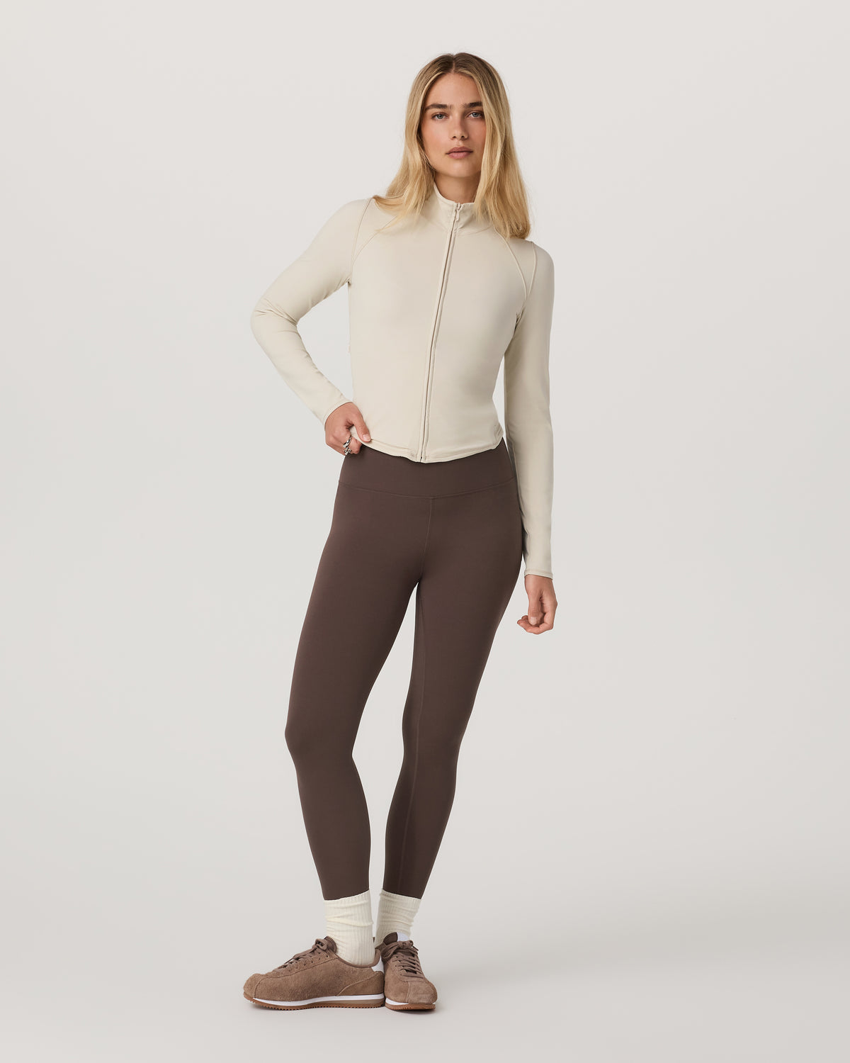 Women Vuori Vuori AllTheFeels™ Full Zip Women's Bone Fitness Jacket