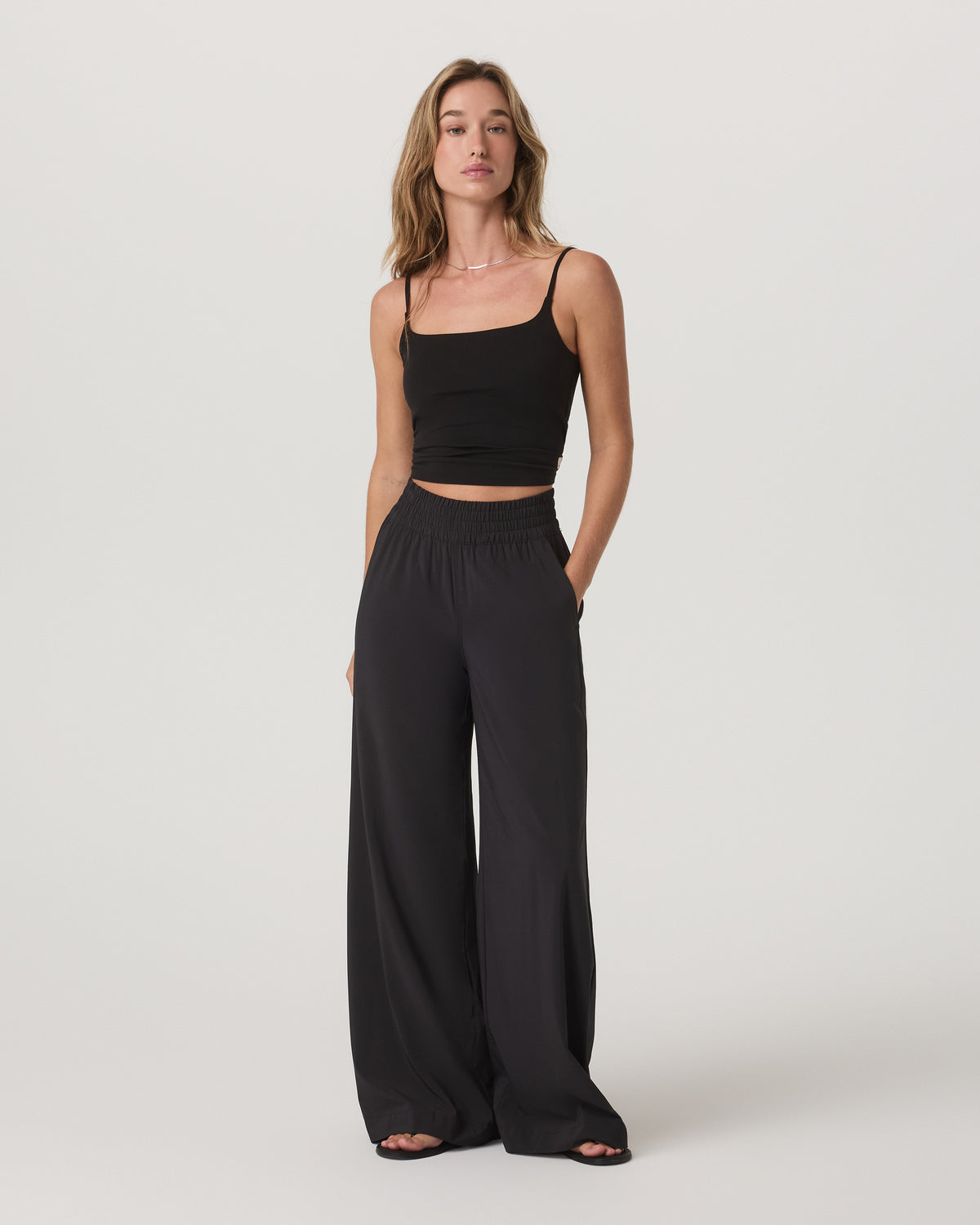 Women Vuori Villa Wideleg Black Lightweight Wide Leg Pants