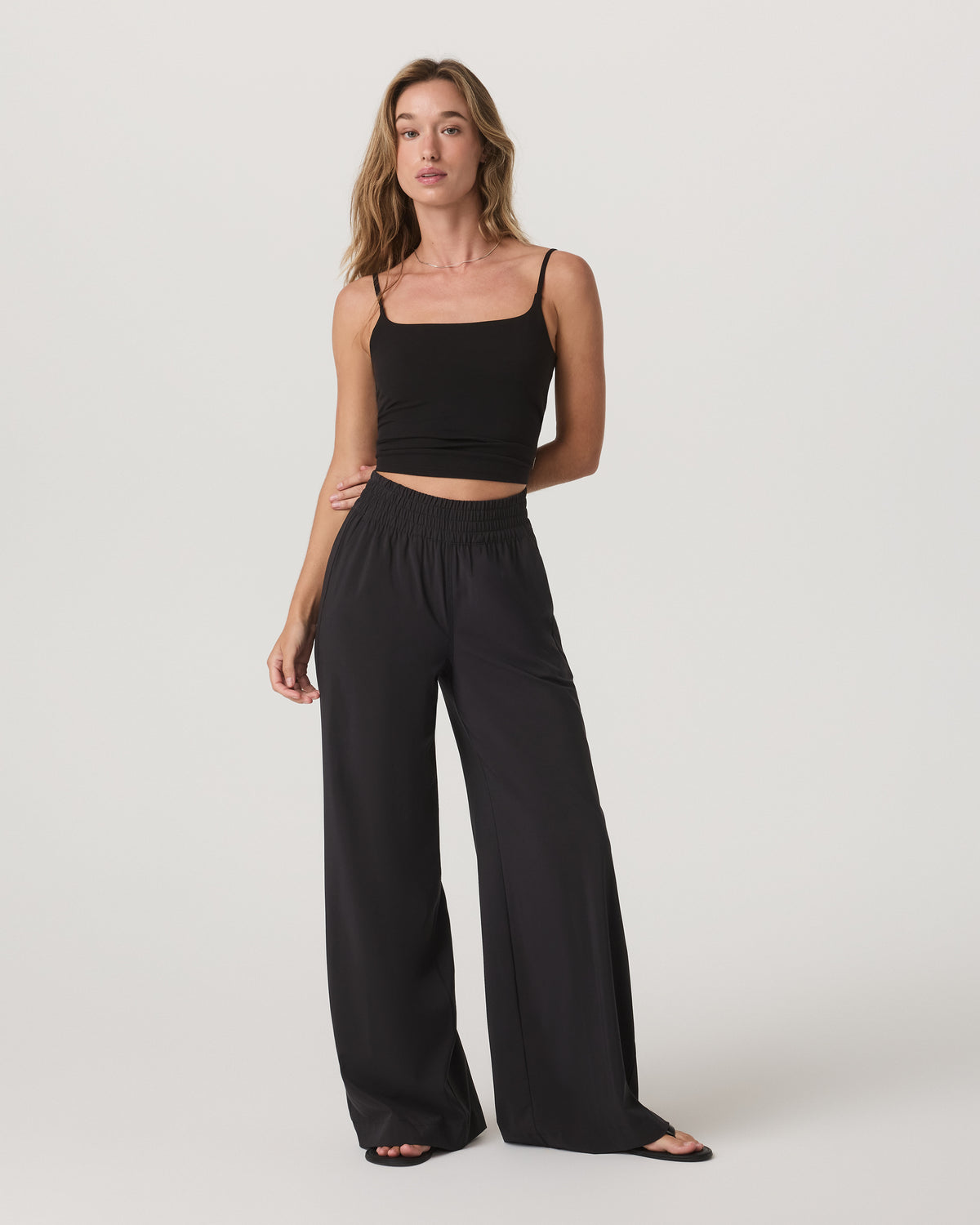 Women Vuori Villa Wideleg Black Lightweight Wide Leg Pants