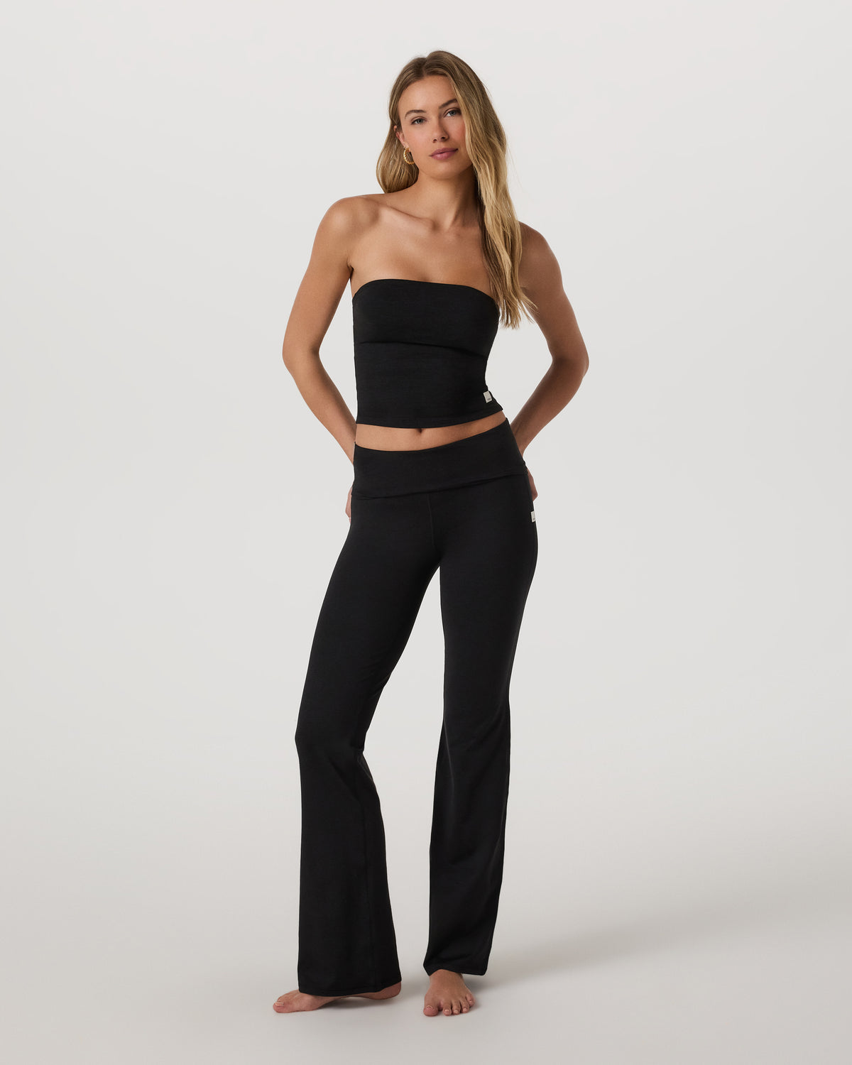 Women Vuori Halo Foldover Pant Black Heather