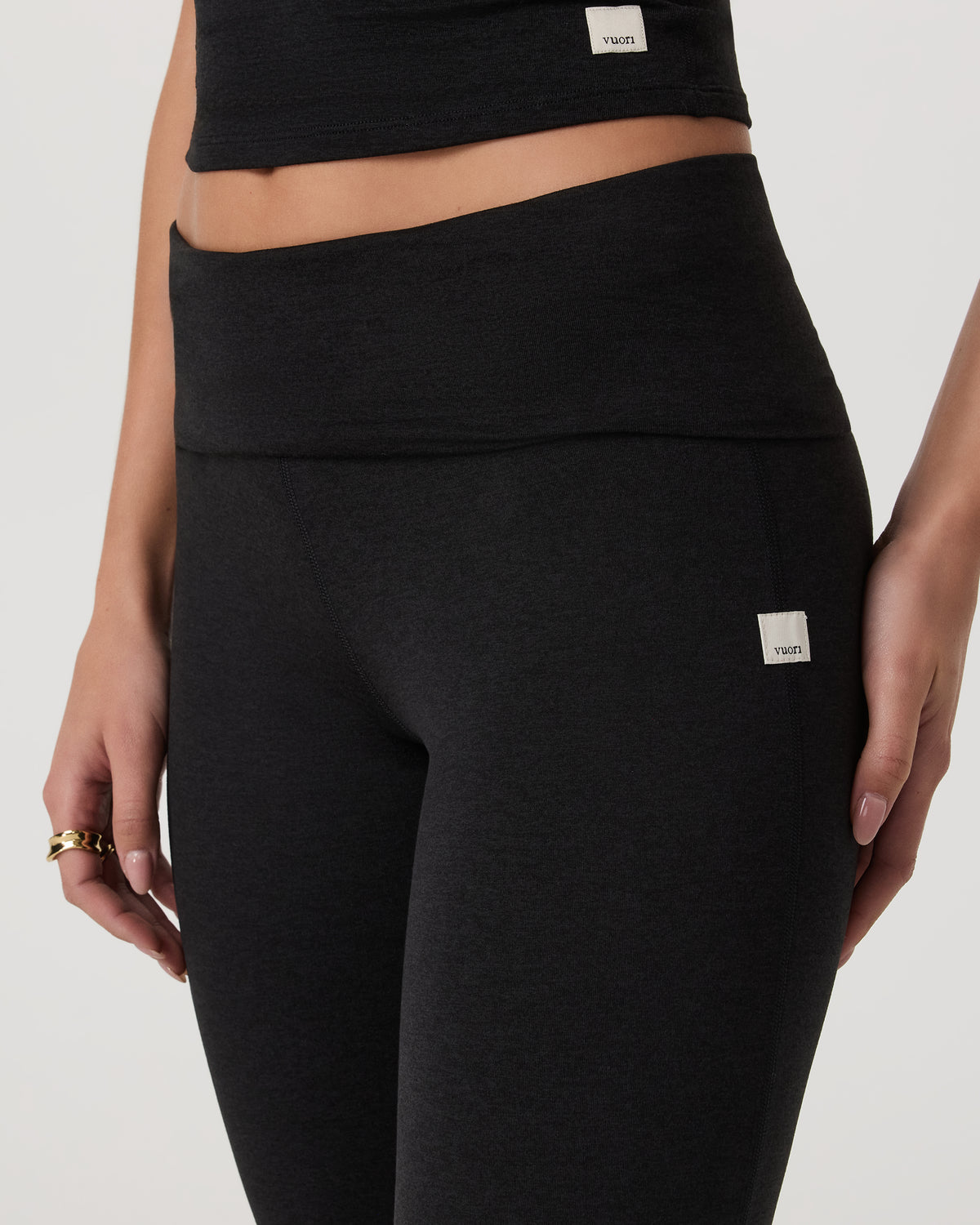 Women Vuori Halo Foldover Pant Black Heather