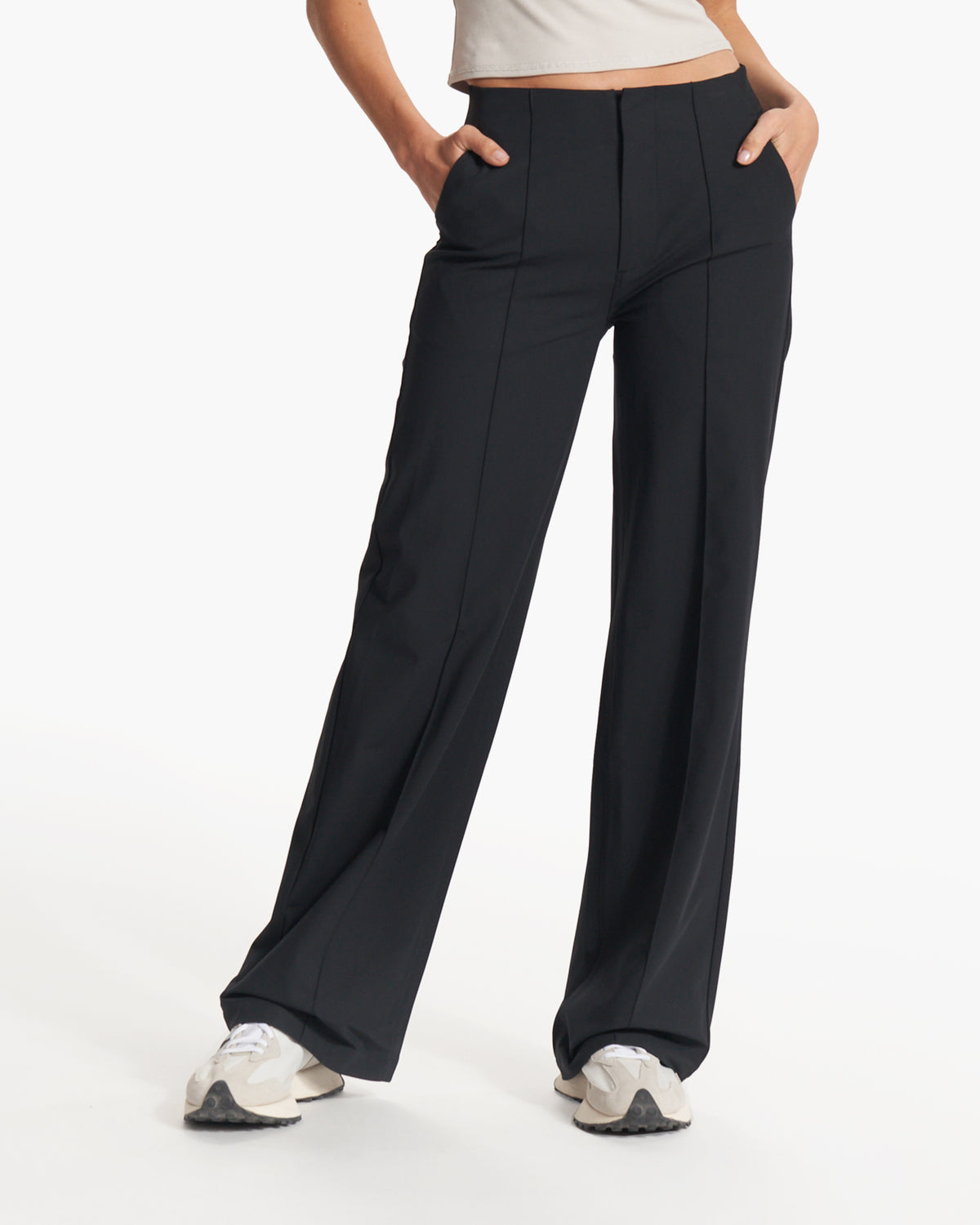 Women Vuori Women's Meta Wideleg Black Tailored Pants