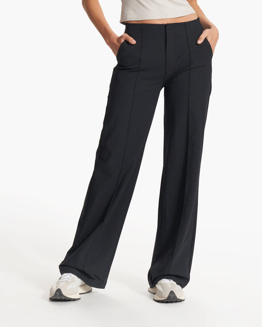 Women Vuori Women's Meta Wideleg Black Tailored Pants