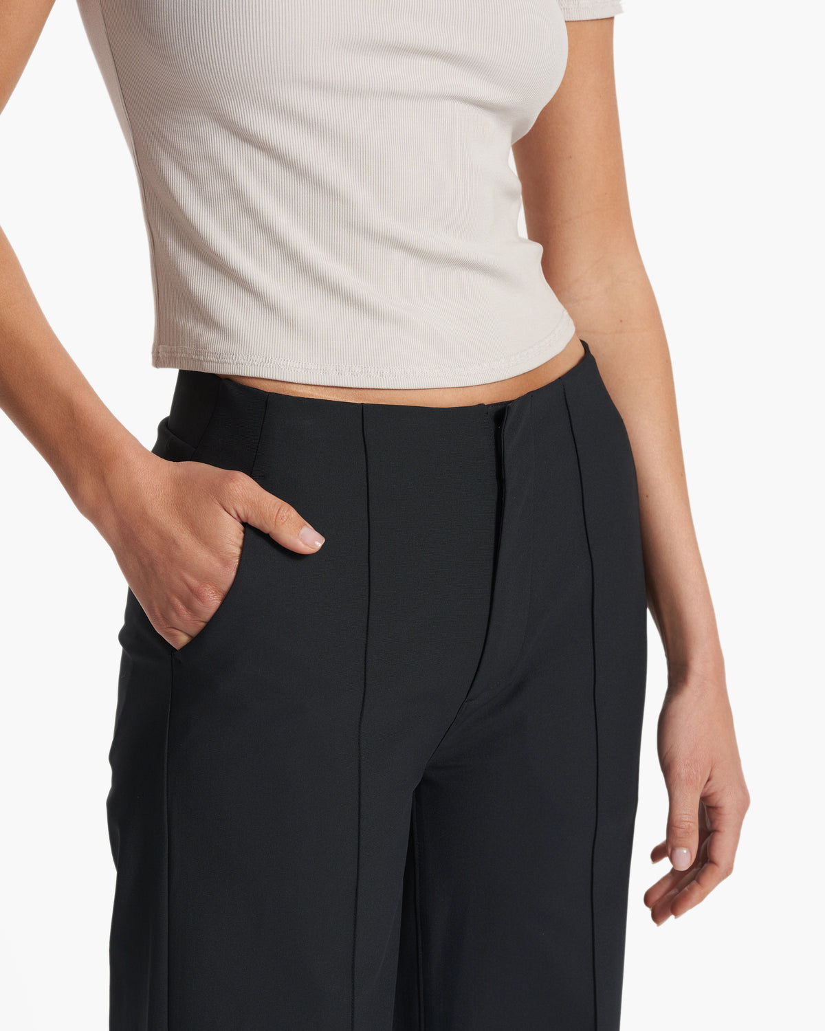 Women Vuori Women's Meta Wideleg Black Tailored Pants