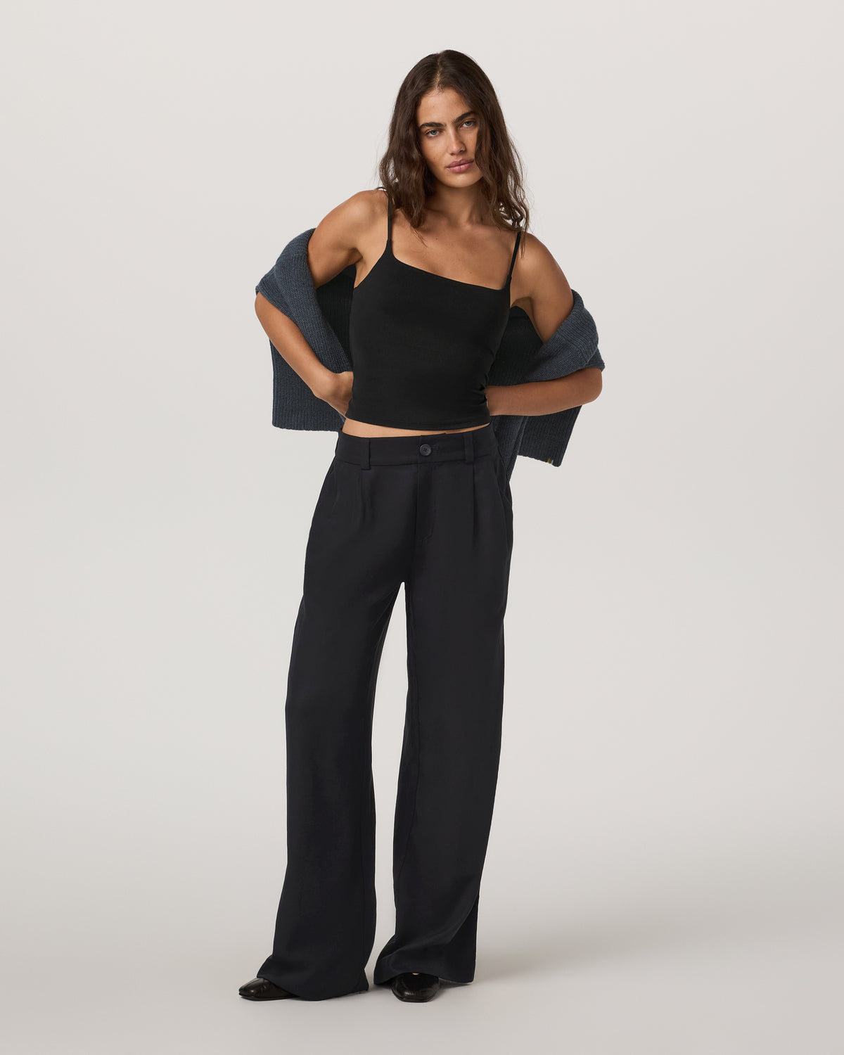 Women Vuori Trestles Twill Wideleg Women's Black Trouser Pants