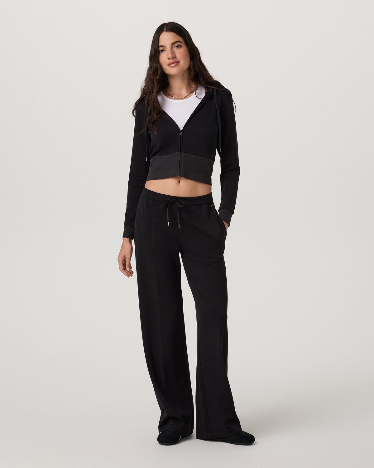 Women Vuori Compose Wideleg Pant Women's Black Mid-High Rise Pant