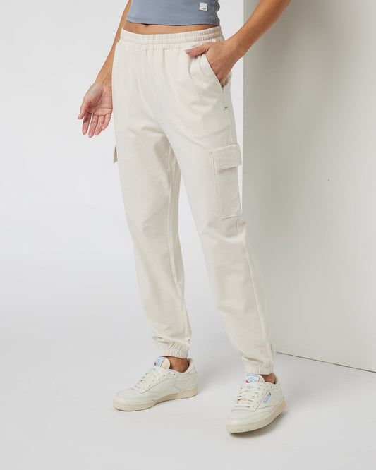 Women Vuori Boyfriend Cargo Sweatpant Milkweed Heather