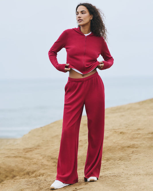 Women Vuori Waffle Wideleg Pant Women's Strawberry Waffle Knit Pant