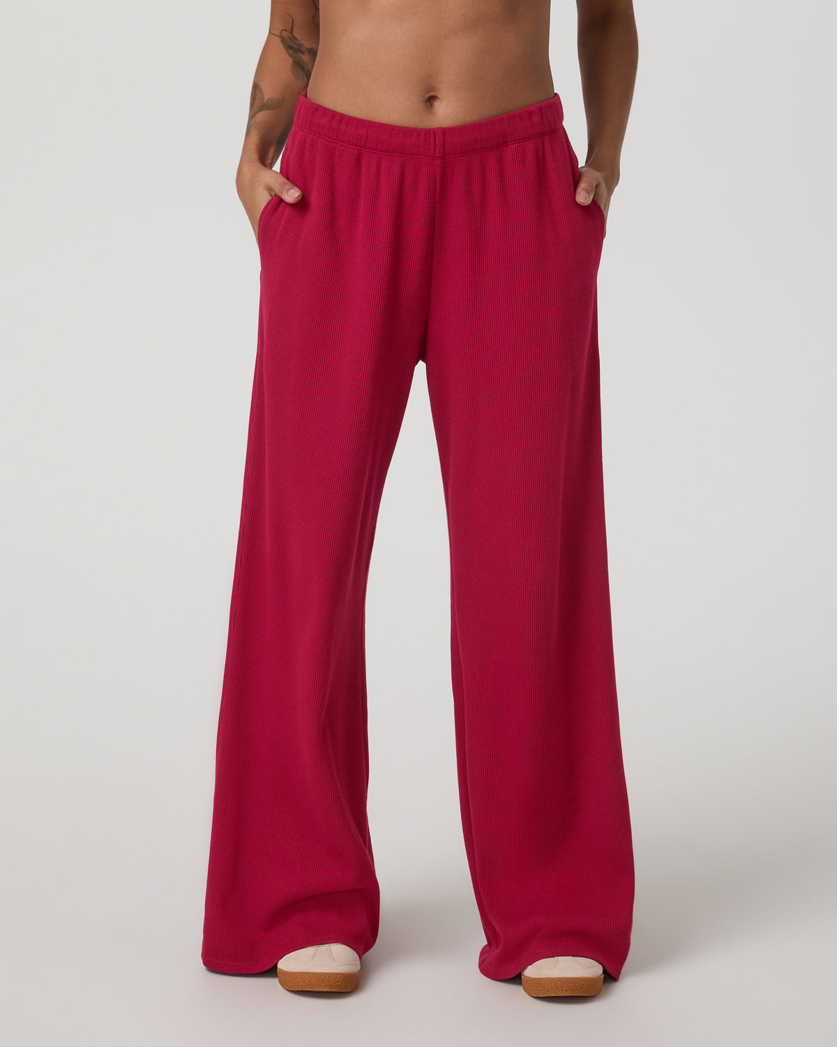 Women Vuori Waffle Wideleg Pant Women's Strawberry Waffle Knit Pant