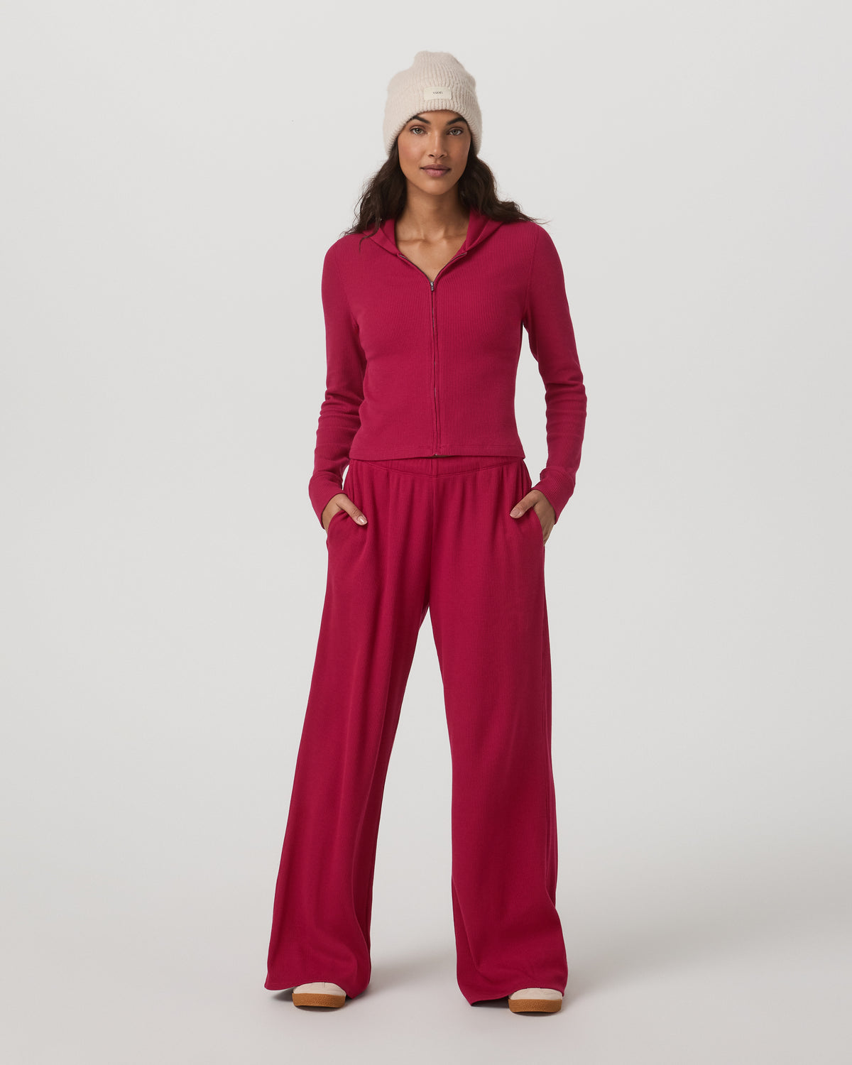 Women Vuori Waffle Wideleg Pant Women's Strawberry Waffle Knit Pant
