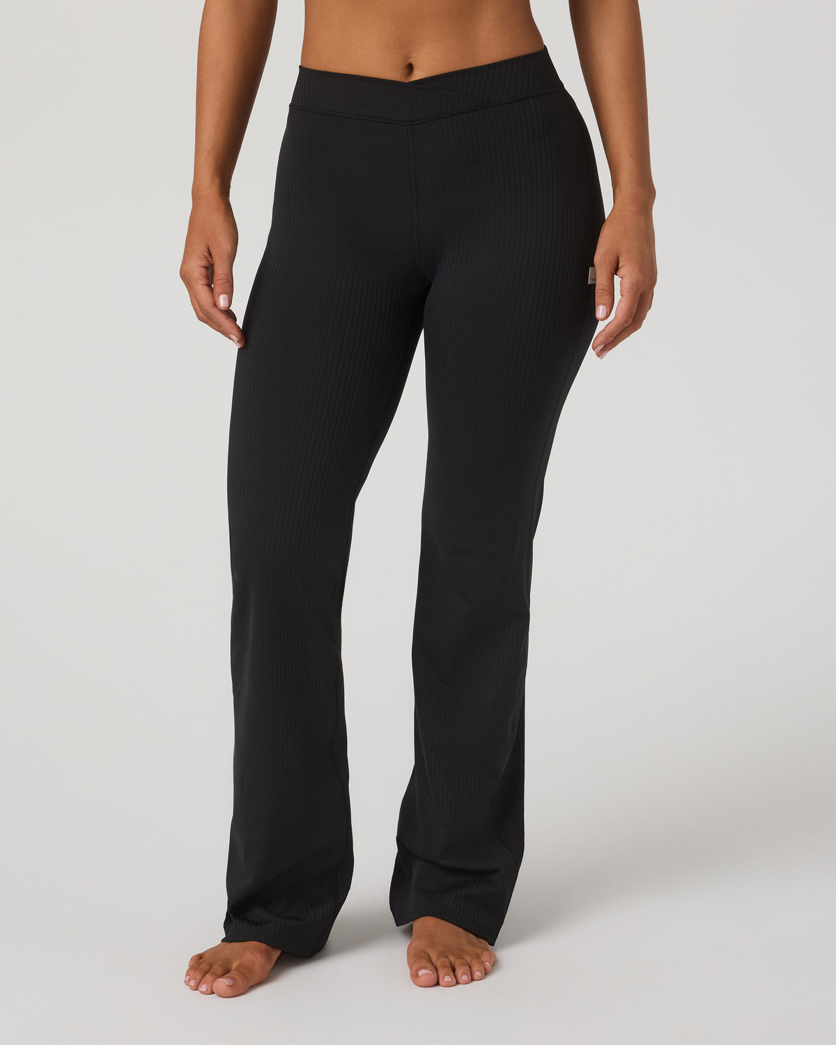 Women Vuori Inversion Rib Slim Flare Women's Black Slim Flare Leggings