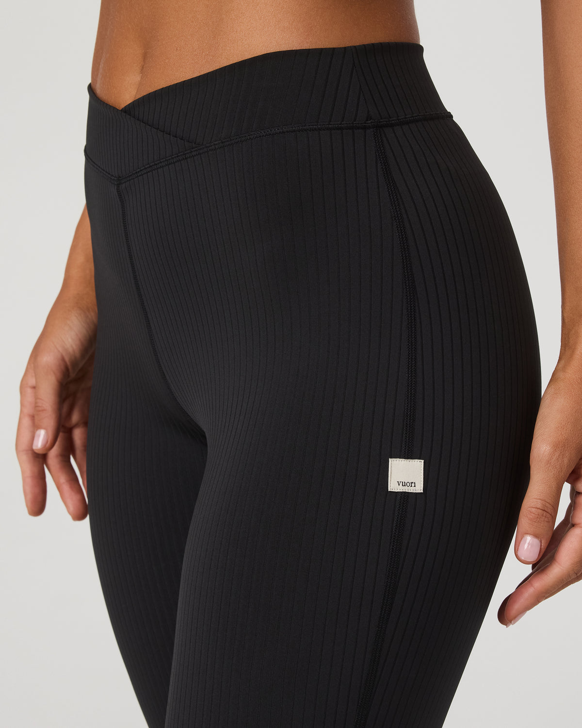 Women Vuori Inversion Rib Slim Flare Women's Black Slim Flare Leggings