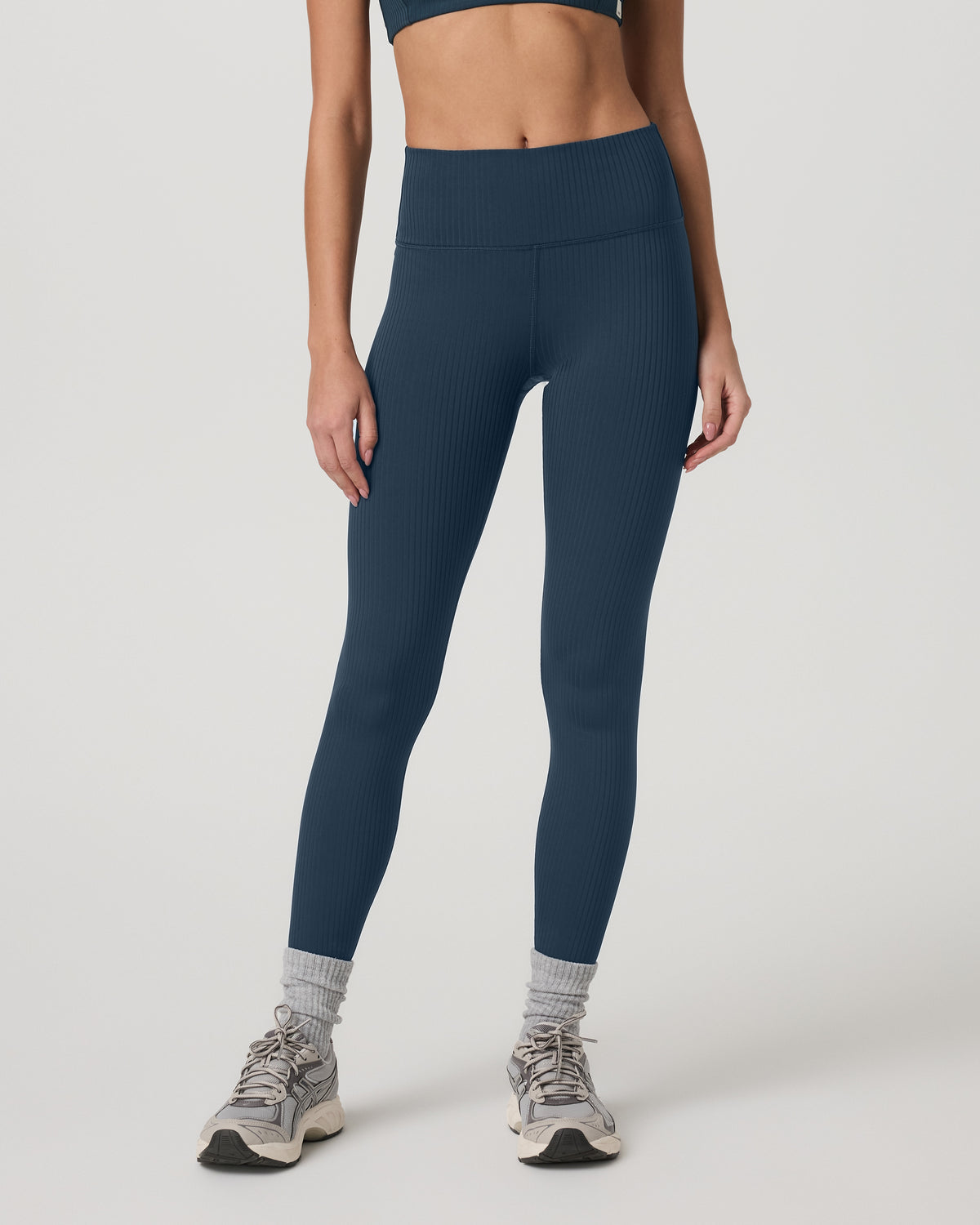 Women Vuori Inversion Rib Legging Women's Ocean Blue Rib Knit Leggings