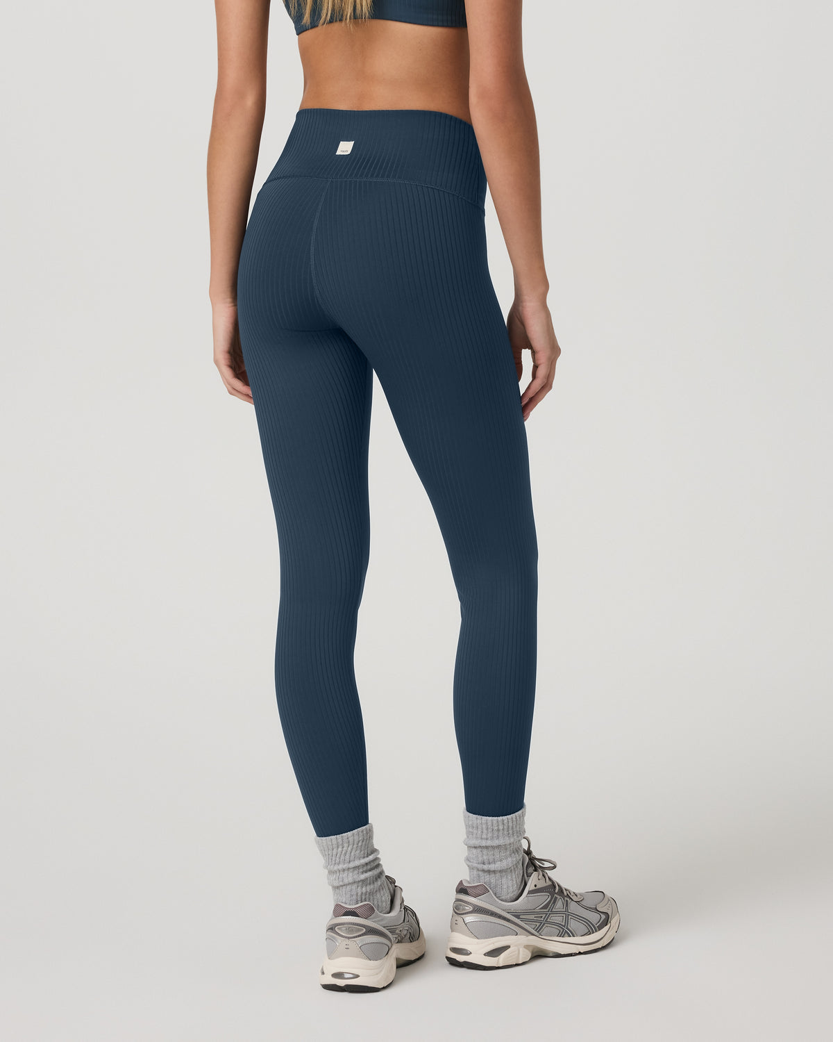 Women Vuori Inversion Rib Legging Women's Ocean Blue Rib Knit Leggings