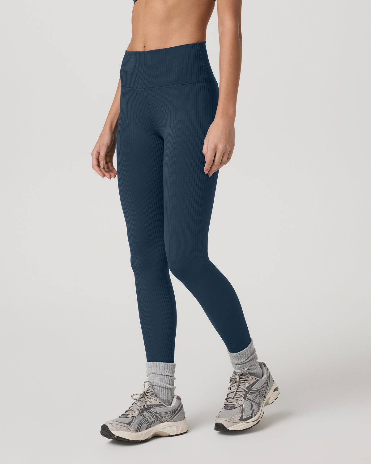 Women Vuori Inversion Rib Legging Women's Ocean Blue Rib Knit Leggings