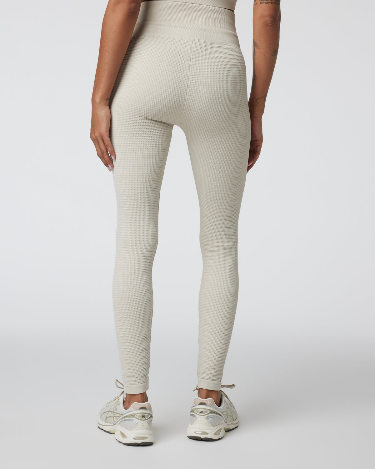 Women Vuori Waffle Seamless Legging Ecru High Rise Leggings