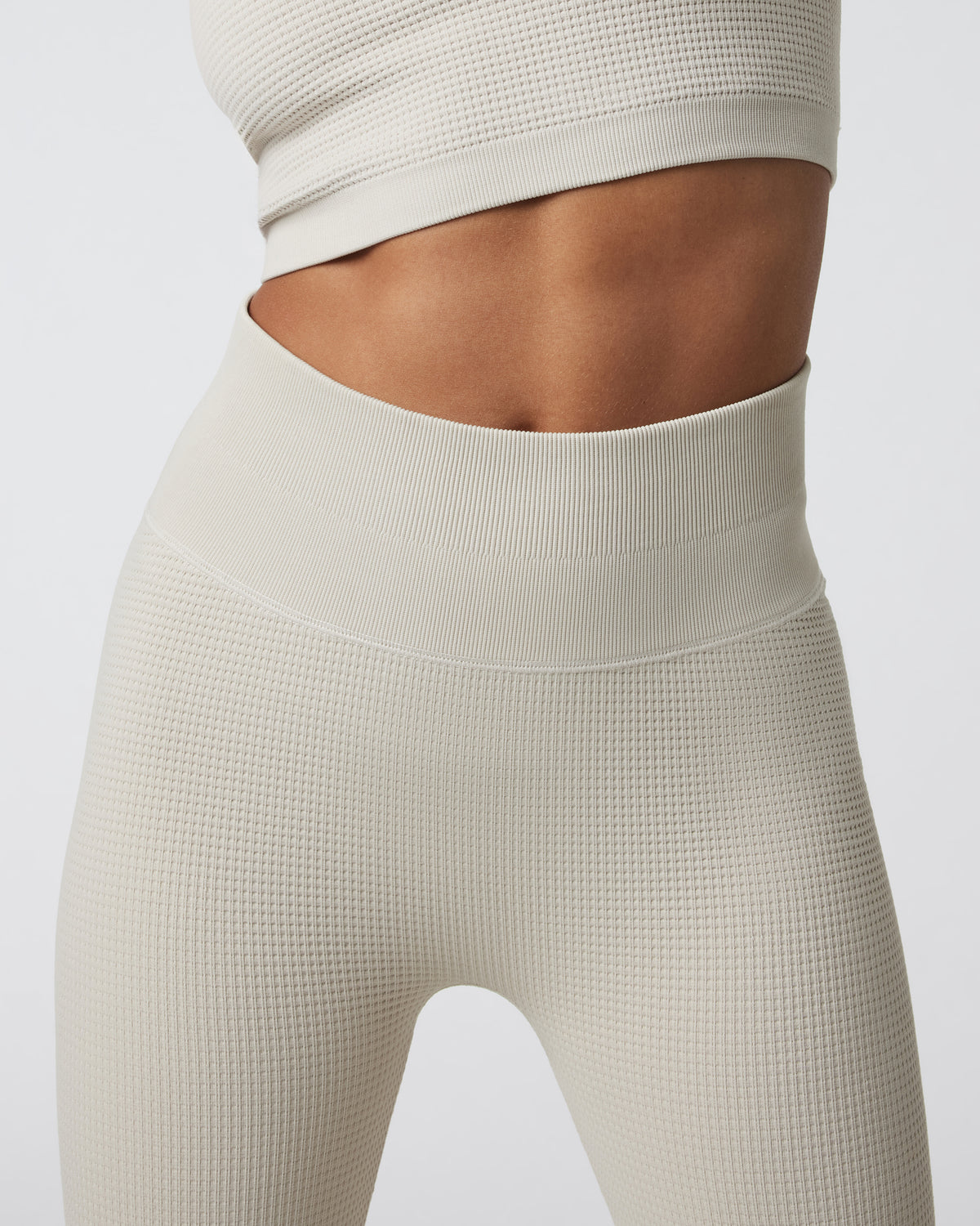 Women Vuori Waffle Seamless Legging Ecru High Rise Leggings