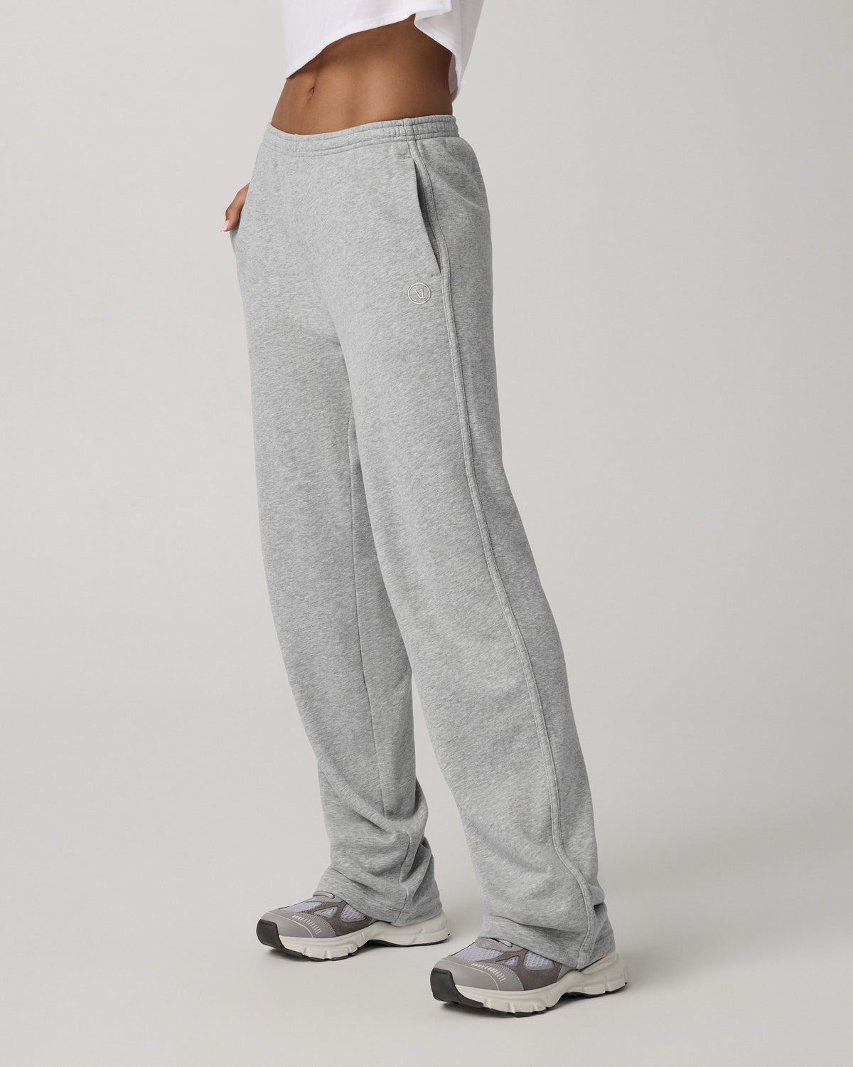Women Vuori Sedona Straight Leg Sweatpant Light Heather Grey Pants