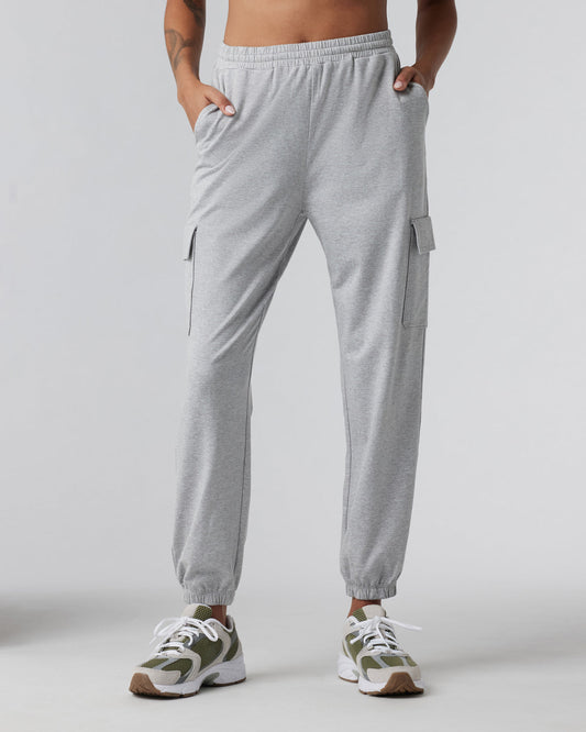 Women Vuori Boyfriend Cargo Sweatpant Pale Grey Heather