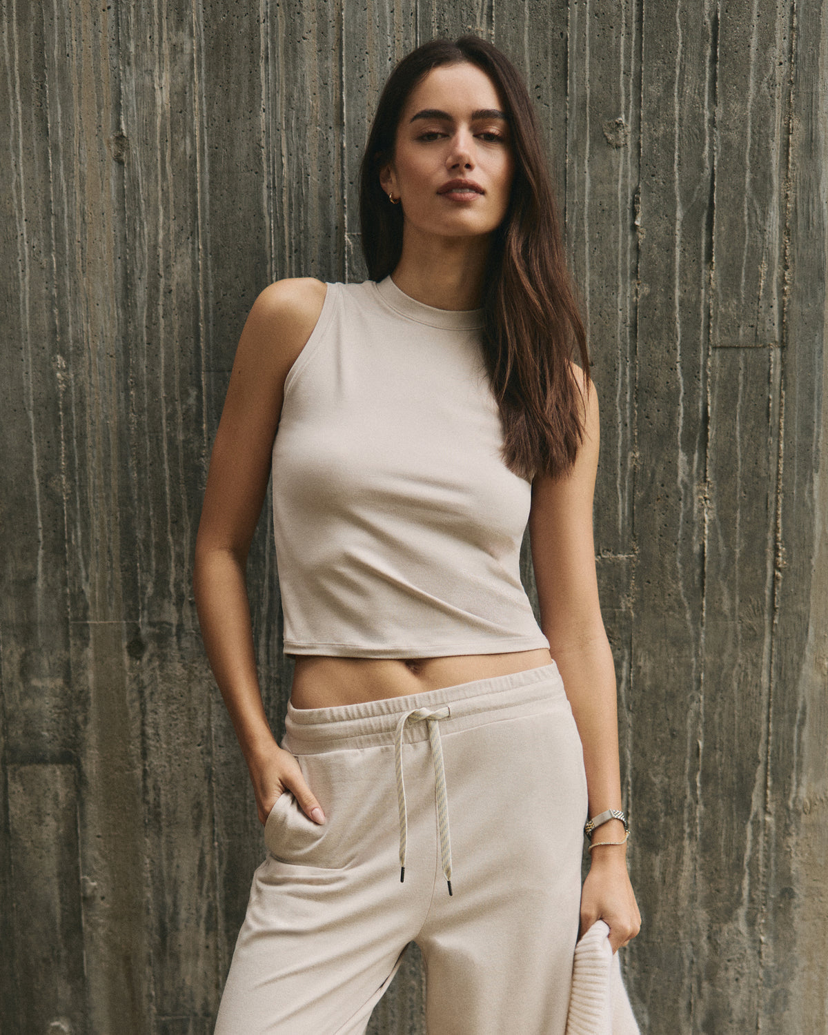 Women|New Vuori Halo Muscle Tank Women's Ecru Heather Tank Top
