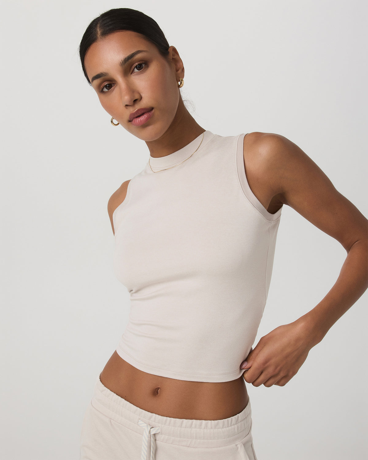 Women|New Vuori Halo Muscle Tank Women's Ecru Heather Tank Top