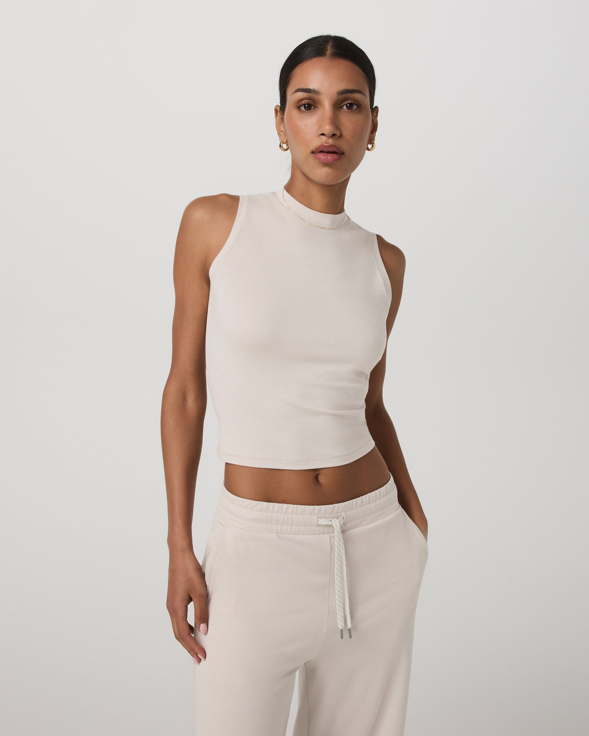 Women|New Vuori Halo Muscle Tank Women's Ecru Heather Tank Top