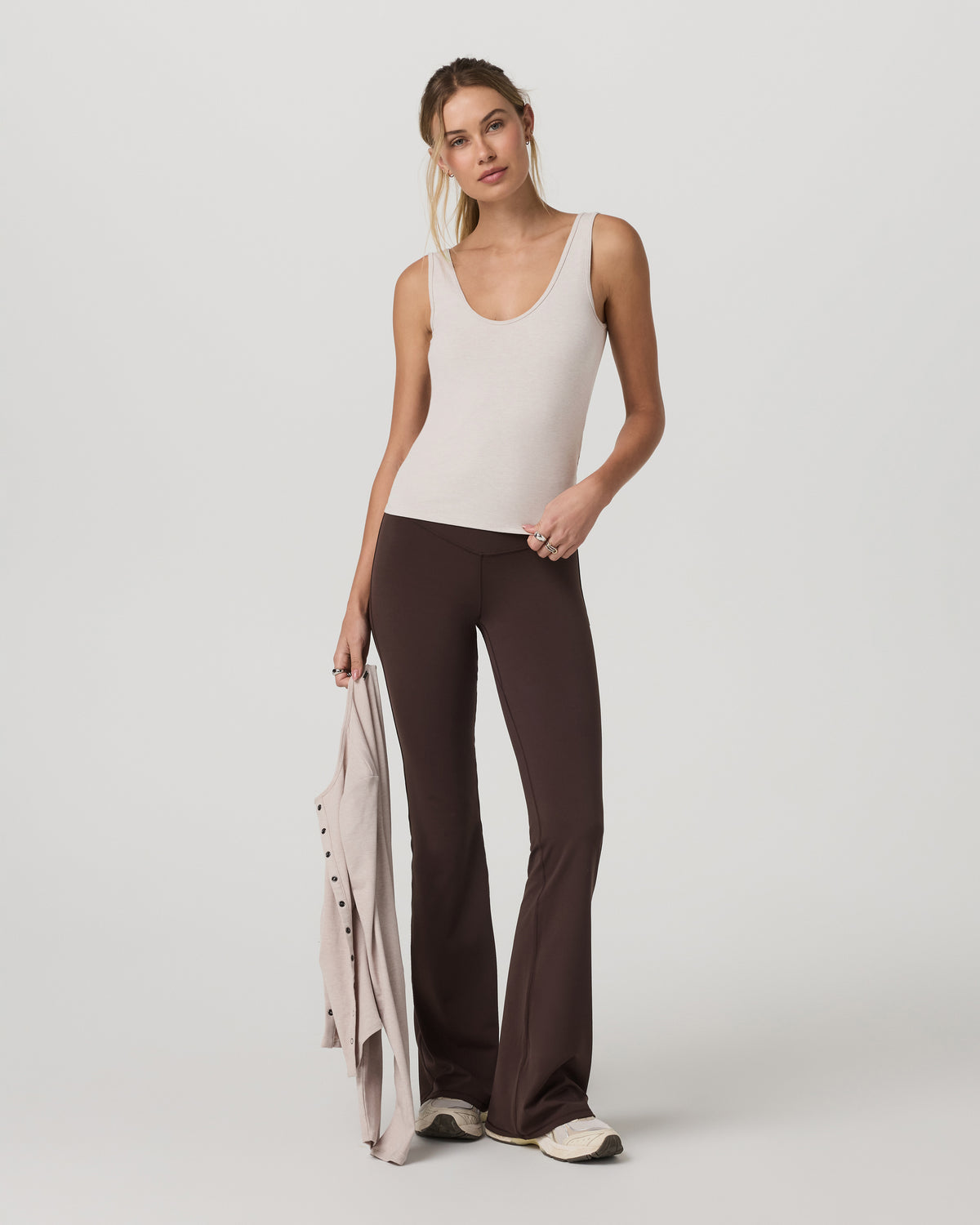 Women|New Vuori Pose Twin Tank Women's Ecru Heather Tank Top