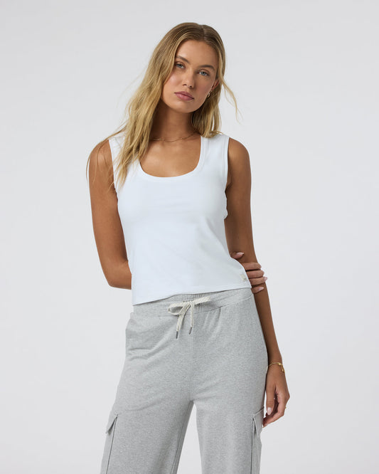 Women Vuori Halo Essential Scoop Tank White