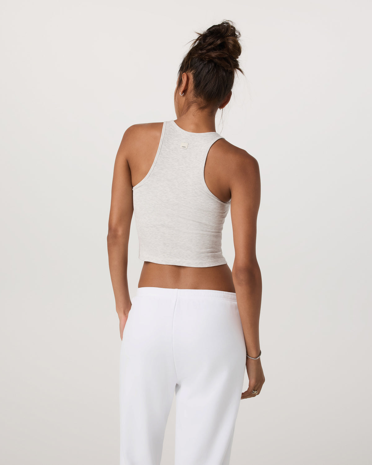Women Vuori Pose Plyo Tank White Rib Tank Top with Built in Bra