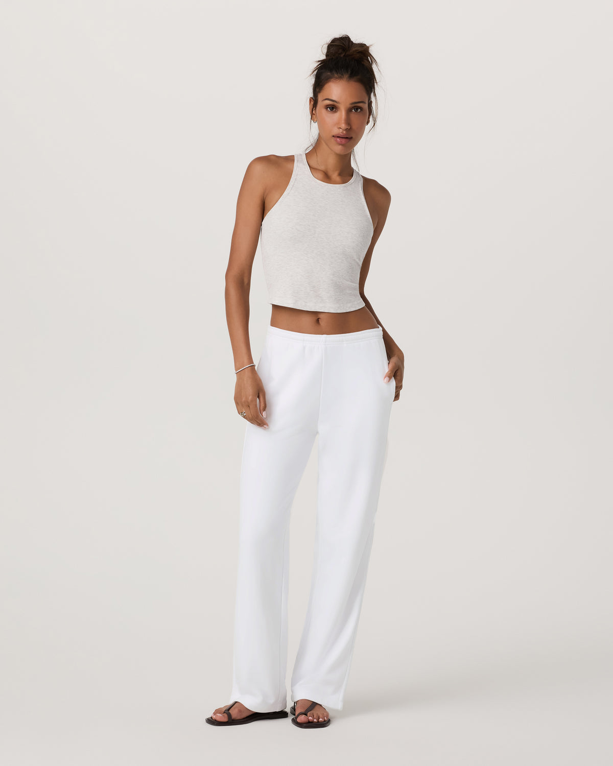 Women Vuori Pose Plyo Tank White Rib Tank Top with Built in Bra