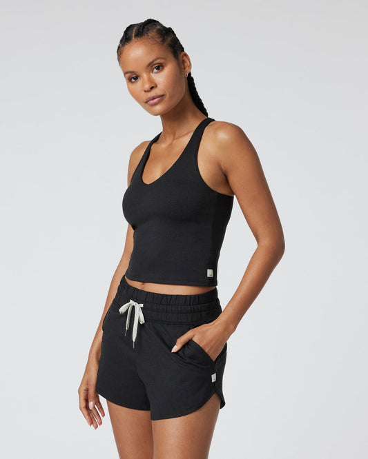 Women Vuori Halo Performance Crop 2.0 Black Heather Tank