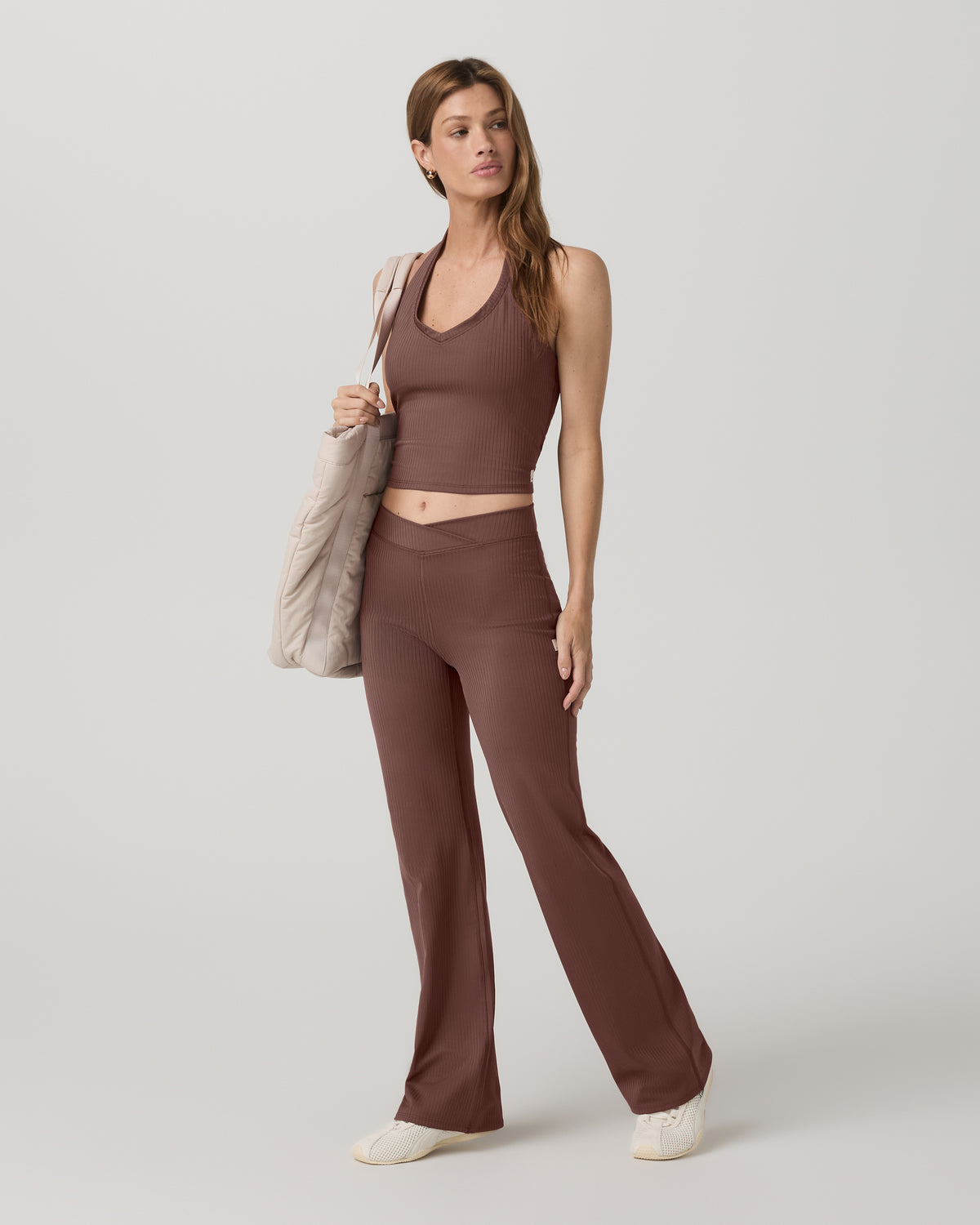 Women Vuori Inversion Rib Tank Women's Sable Halter Fitness Top