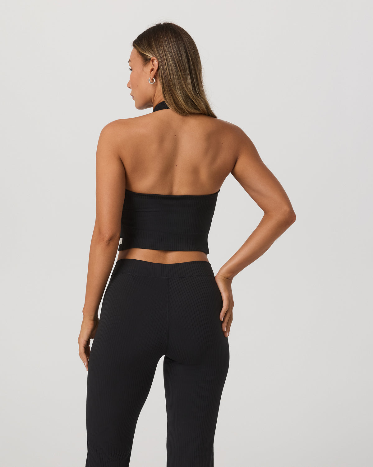 Women Vuori Inversion Rib Tank Women's Black Halter Fitness Top