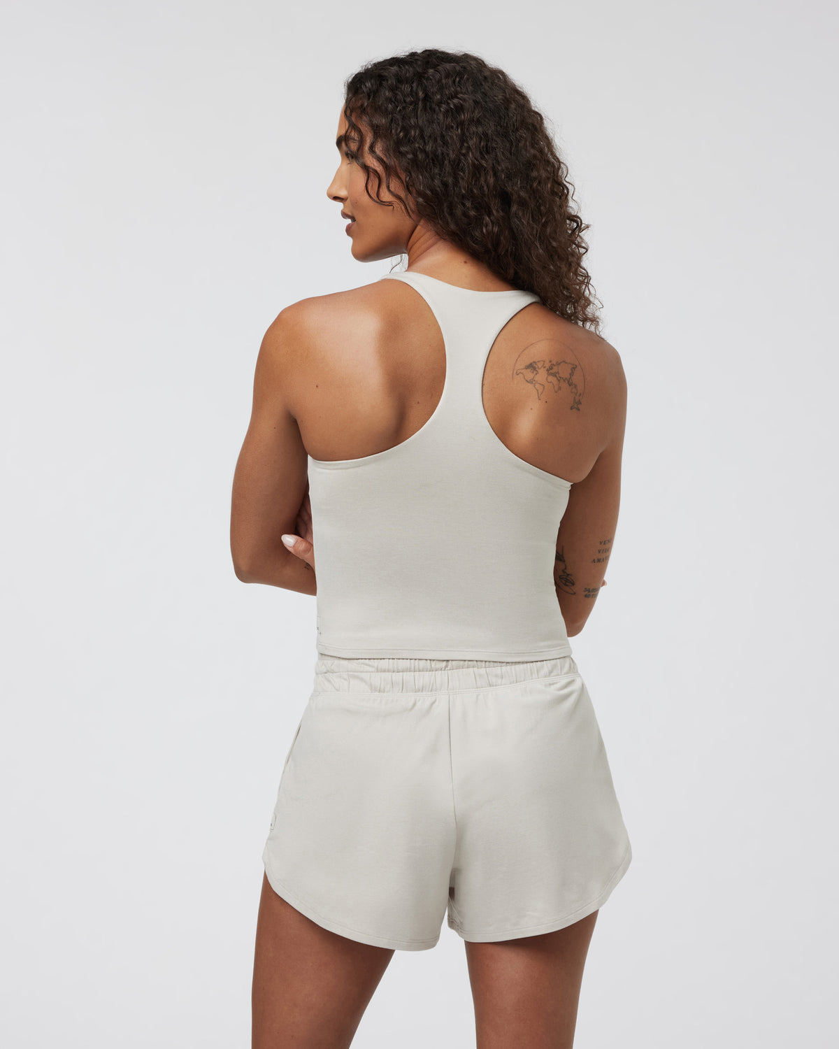 Women Vuori Halo Performance Crop 2.0 Ecru Heather Tank