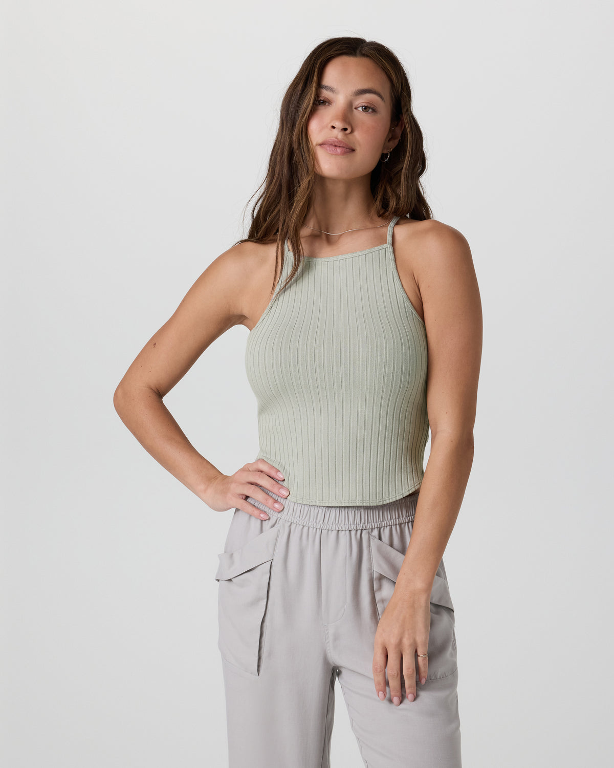 Women Vuori Marina Rib Tank Talc