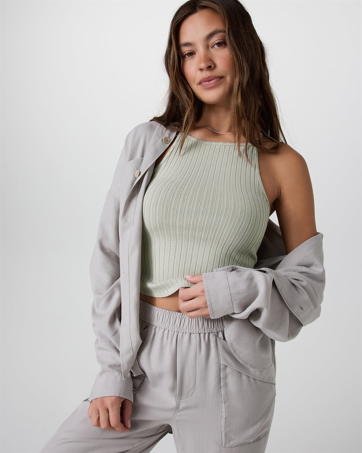 Women Vuori Marina Rib Tank Talc
