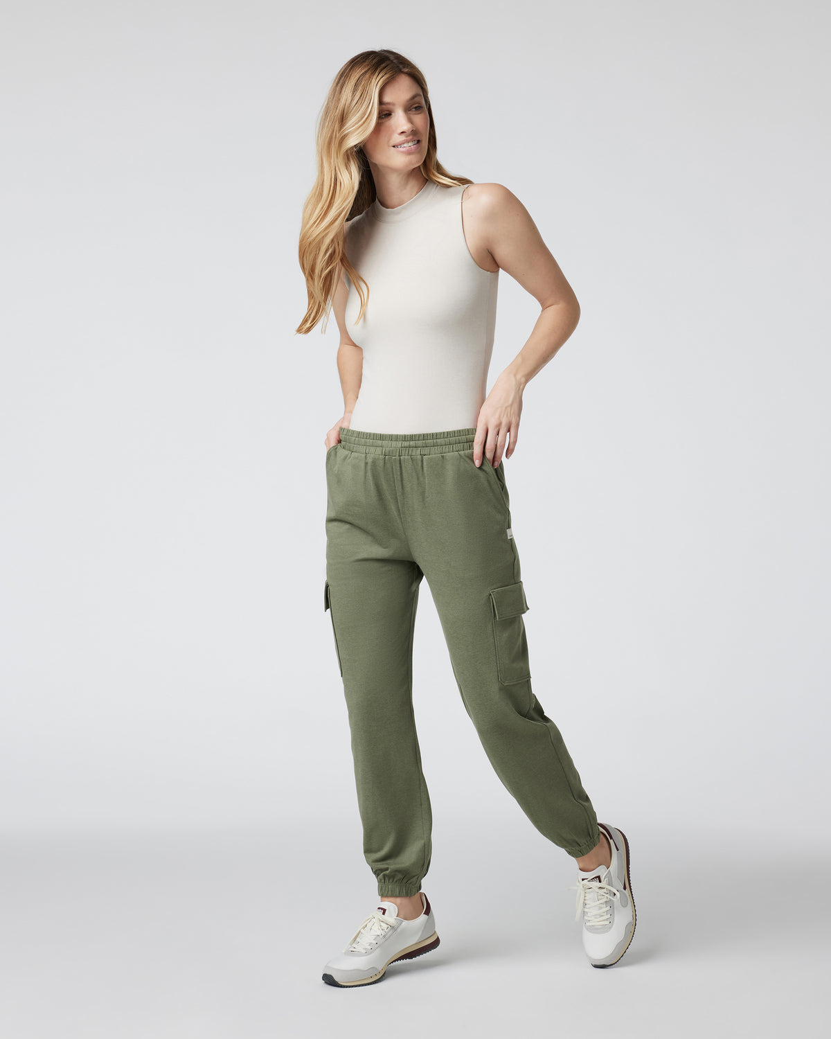 Women Vuori Halo Mock Bodysuit Milkweed Sleeveless Bodysuit