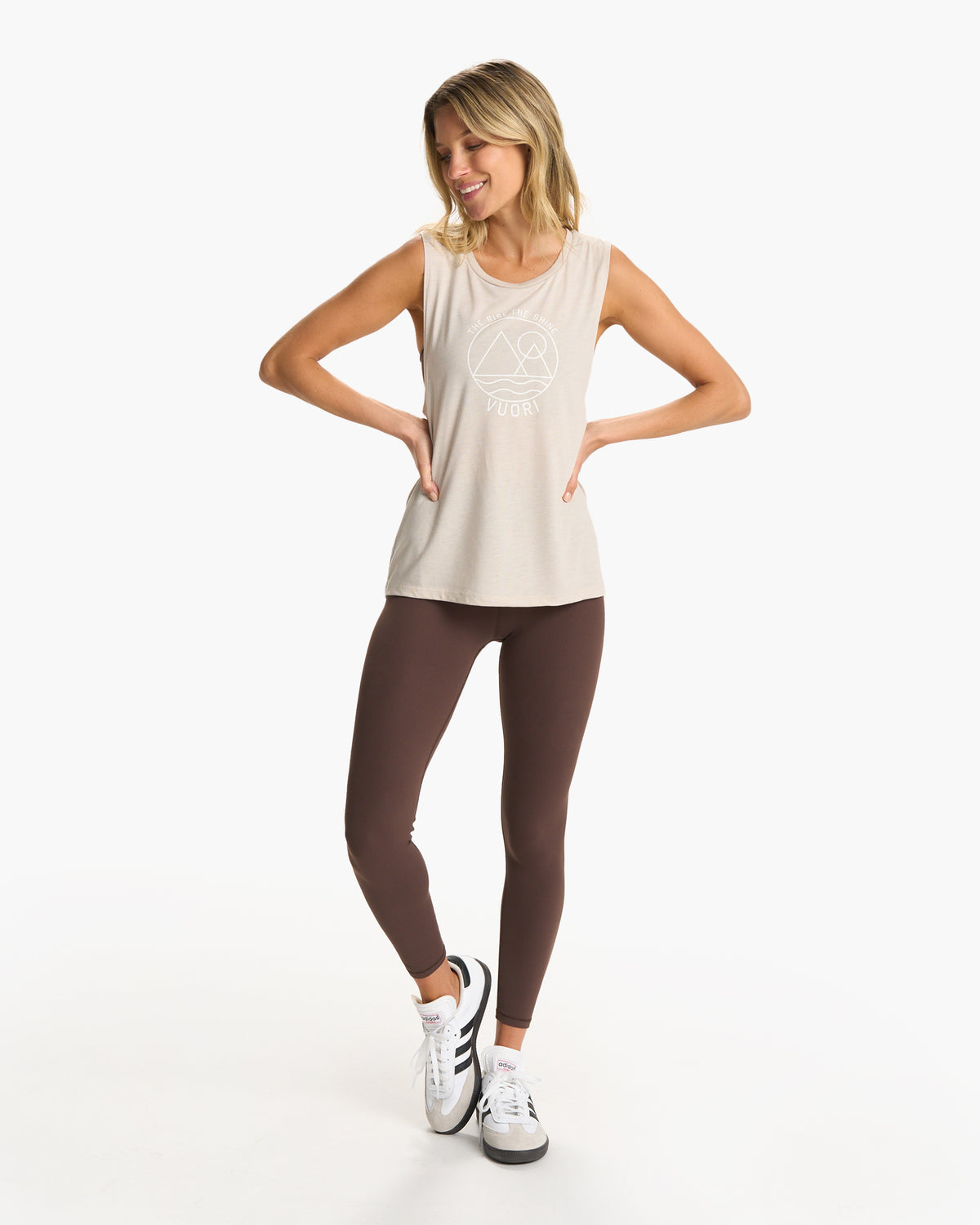 Women Vuori The Rise The Shine Tank Heather Dust