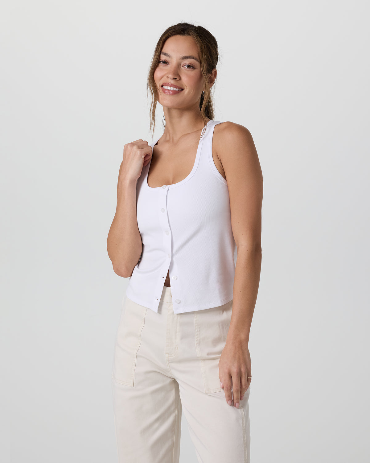 Women Vuori Pose Cardigan Tank White