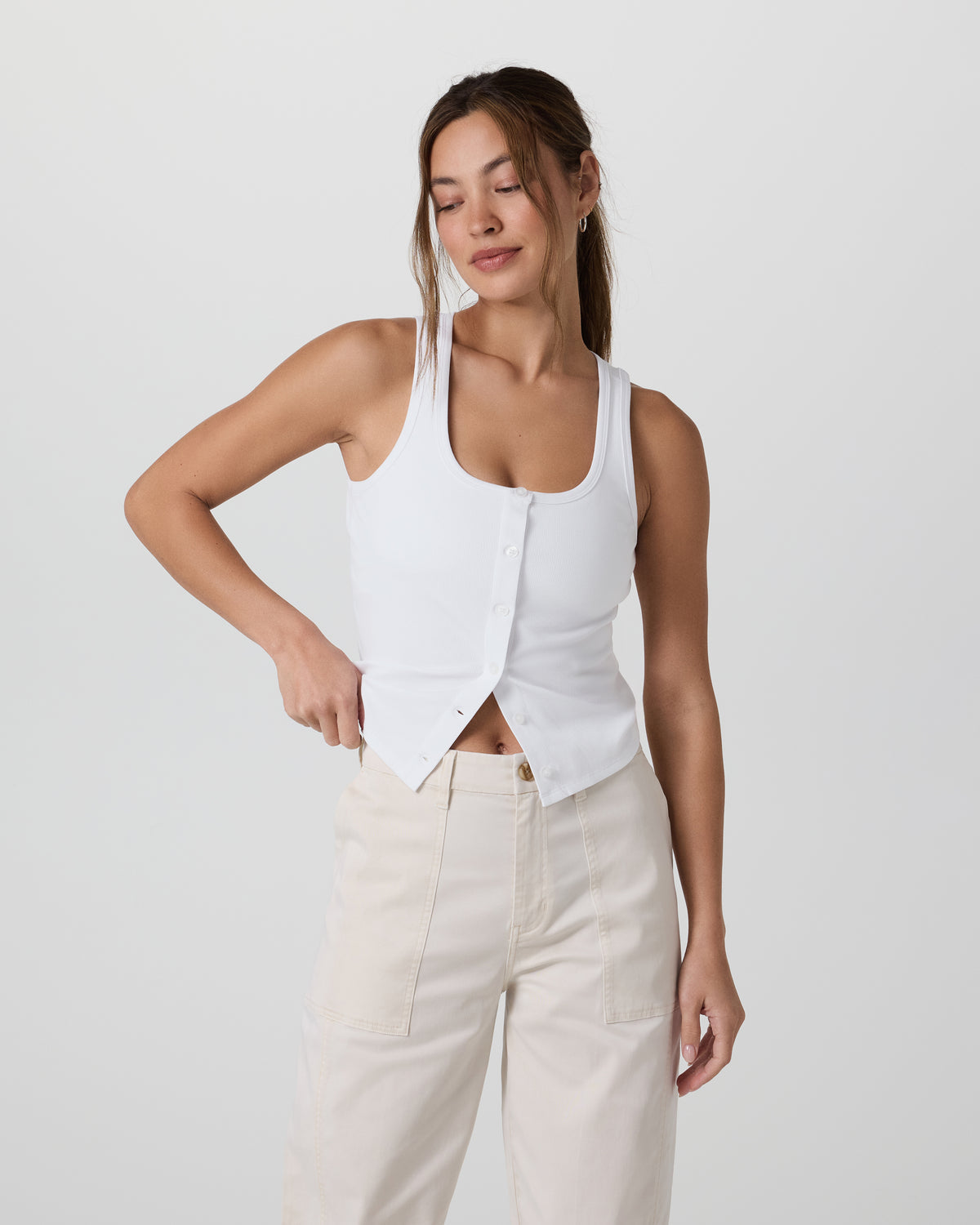 Women Vuori Pose Cardigan Tank White
