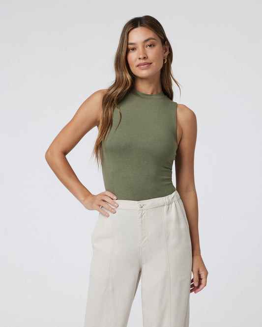 Women Vuori Halo Mock Bodysuit Dark Metal Sleeveless Bodysuit