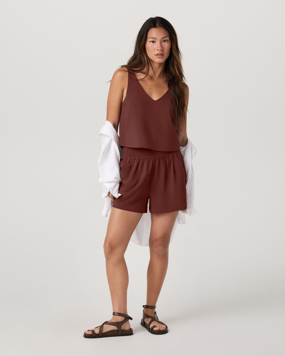 Women Vuori SL Villa Cropped Tank Women's Burnt Sienna Tank Top