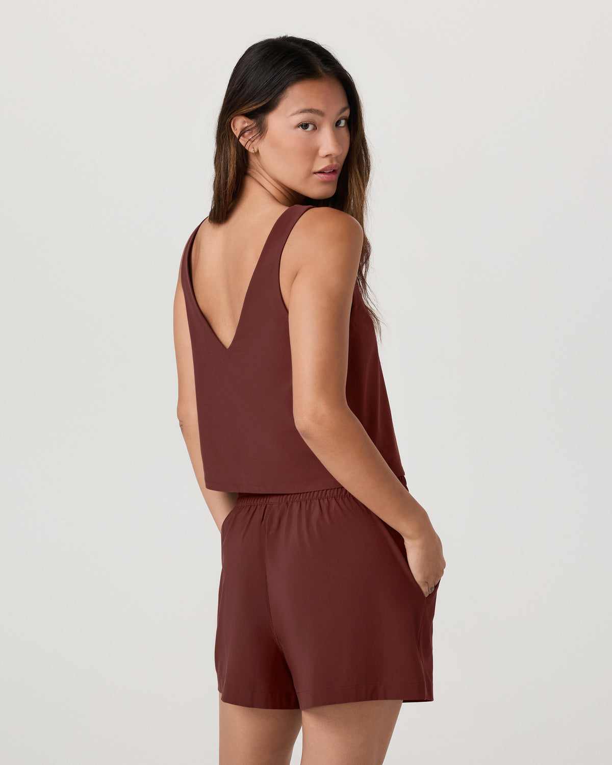 Women Vuori SL Villa Cropped Tank Women's Burnt Sienna Tank Top