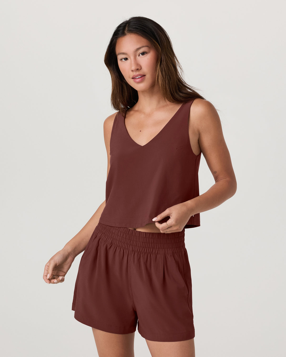 Women Vuori SL Villa Cropped Tank Women's Burnt Sienna Tank Top