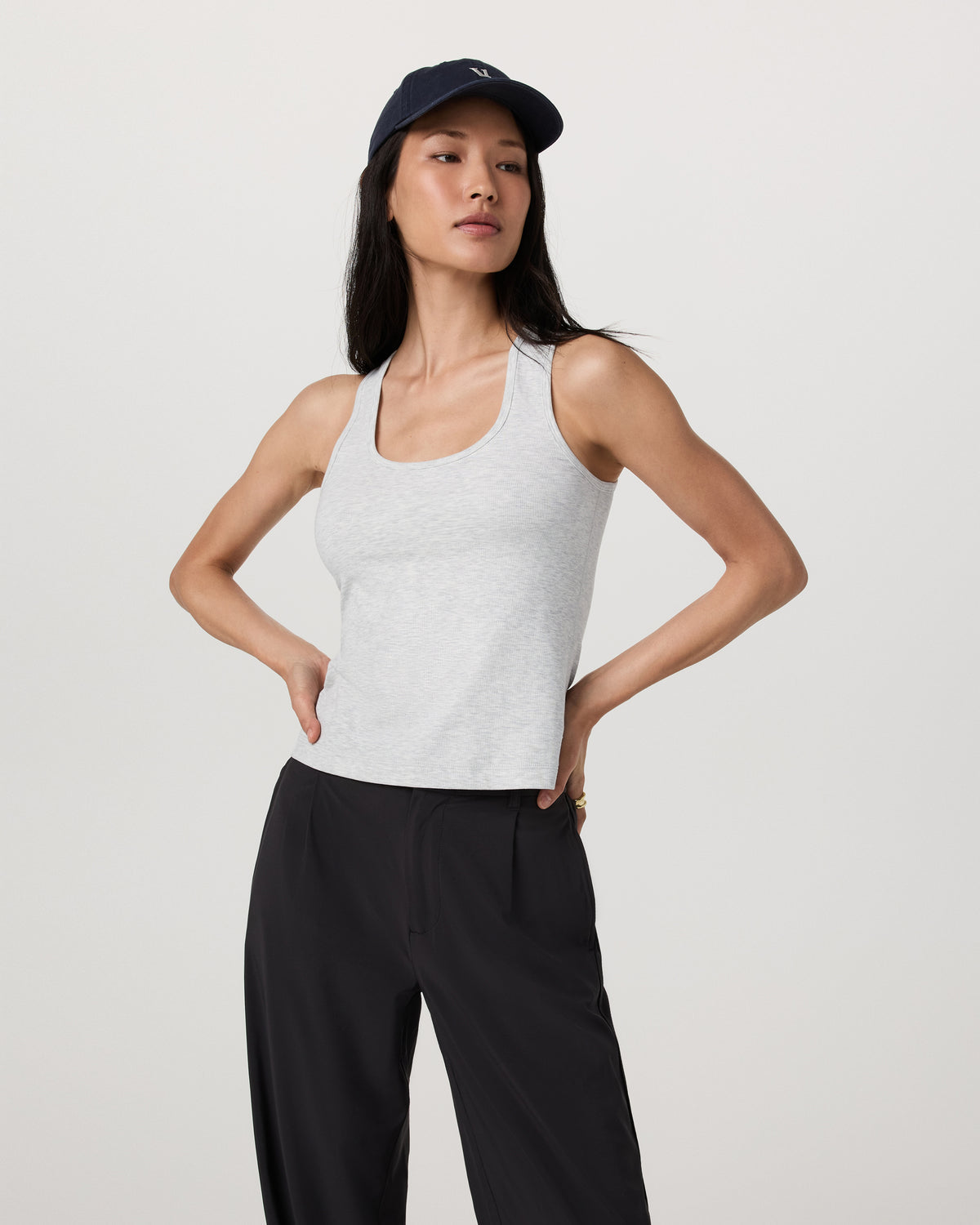 Women Vuori Pose Layering Tank Women's White Heather Grey Tank Top